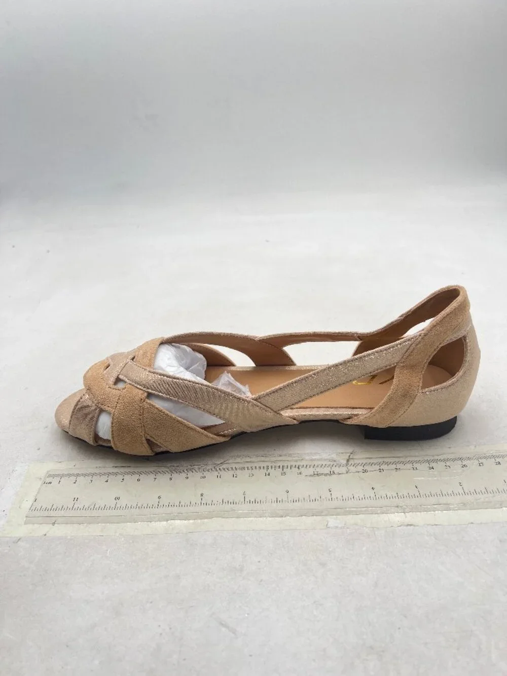 YDN Tan Braid Pumps Cutout Sandals Slip On Flats Chunky Low Heels Peep Toe Prom